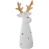 DRW Statuetta portacandele di un cervo in ceramica in bianco e oro 13x13x42 cm