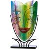 GILDE GLAS art Vaso decorativo per il viso in metallo - decorazione per il soggiorno - regalo per le donne di compleanno - dipinto a mano multicolore - altezza 49 cm