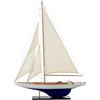 DRW Barca a vela con Candele issate e Casco in Legno su una Base in Bianco e Blu 120x90x13 cm