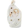 DRW Statuetta portacandele della Natività in Ceramica in Bianco e Oro 16x11x28 cm