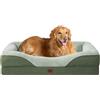 EHEYCIGA Memory Foam Cuccia Cane Interno Taglia Grande, Impermeabile Divano per Cani Sfoderabile e Lavabile, Letto per Cani con 4 Bordi Rialzati, Verde, 106.5x76x18.5cm