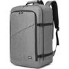 KONO Zaino da Viaggio 55x35x20cm Zaino da Aereo Bagaglio a Mano Zaini Porta PC 15.6 Pollici per Uomo & Donna, Grigio