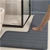 Generic Tappeto angolare a forma di L, tappetini da cucina semplici a forma di L, striscia lunga, antiscivolo, in flanella, assorbente, per casa, doccia, camera da letto, angolo (grigio scuro, XL)