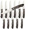 SanheKit Set Coltelli Da Bistecca, 6/12 Pezzi, Acciaio inossidabile professionale, Manico In Legno Lucido, Design Con Codolo Completo, Misura Grande Da 5,3, Intaglio Seghettato (Set da 12 pezzi)