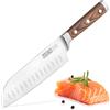 ZOLMER Coltello da cucina Santoku in Stile Giapponese con Manico in Legno Pakka
