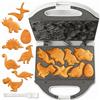 SugarWhisk Mini Piastra Waffle, Piastra Per Waffle, Mini Waffle Maker Con 8 Motivi Di Dinosauri, Amato Dai Bambini, Bianco