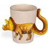MIJOMA Tazza con dinosauro, tazza 3D con manico triceratopo | In dolomite, circa 300 ml, tazza in ceramica con motivo dinosauro, dipinta a mano