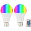 TECNOLUX EURO Lampadina a LED multicolore RGB con telecomando 9 W 220 V E27 (confezione da 2)