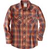 Dubinik® Camicia a Quadri Uomo Bottoni Automatici Western Cotone Leggero Lavoro Casual Arancione e Navy L