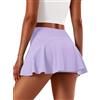 GroYolan Gonna da tennis da donna a vita alta, gonna sportiva a pieghe con pantaloni interni e tasche, mini gonna a pieghe per tennis, allenamento, fitness, Lilla, S