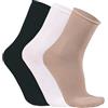 alsestudio Calze Alte da Donna in Modal Ricco, Senza Cuciture, Confezione da 3 Calzini, Nero-Bianco-Beige, Etichettalia Unica (Pacco da 3)