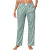 Lovasy Pantaloni del Pigiama Donna in Cotone Lunghi a Quadri Morbidi e Caldo Pantaloni da Notte con Tasche per Dormire nel Tempo Libero,A-Verde scuro,XL