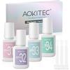 Aokitec Dipping Powder Liquid Set, 4 * 10ml, Dip Base Top Coat Activator & Brush Saver con spazzole di ricambio per Dipping Acrylic Powder, Dip Powder Nail Kit, Unghie fai da te