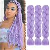 FESHFEN Treccia Viola Rumi Africane Extension - 3 Pezzi Treccine Finta Capelli Kanekalon Sintetici Braiding Jumbo Extensions per Box Crochet Twist, 60 cm Leggero Viola