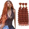 Tuheerst Deep Wave Bulk hair for Braiding #350 Orange capelli umani 3 Bundles/Pack No Weft Premium Braiding Hair Extensions for Boho Braids With Minimal Tangle 16 16 16 Inch