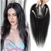 SARO-UP Topper per capelli per capelli diradati, topper per donne con veri capelli umani, extension per donne con capelli diradati con clip, parrucchini con 100% capelli umani Remy 25,4 cm (nero naturale)