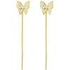 SLUYNZ 925 Argento sterling CZ Farfalla Orecchini pendenti catena per le donne Teen Girls Farfalla Penzolanti Orecchini Threader Nappa (B-Placcato Oro)