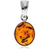 SilverAmber Jewellery Ciondolo classico in vera ambra baltica e argento sterling senza catena - 396, 2.4 x 1.1 cm, Argento sterling