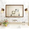WEER Specchio da Parete Vintage, 45x65 cm Cornice Polimero Specchio da Bagno Marrone con Effetto Legno Impermeabile Specchi Decorativo Rettangolare per Camera Letto Soggiorno Orizzontale o Verticale