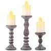 Inweder Rustico Portacandele a Colonna in Legno, Marrone Decapato | 15/21/30cm, per Candele da 8cm, Decorazione Stile Country, Candelieri Alto per Natale, Centrotavola, Salotto, Camino, Mensola