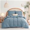 WAVVE Copripiumino 260 x 240 cm con 2 federe 65 x 65 cm, set da letto matrimoniale per letto 200 x 200 cm, con chiusura lampo, set di copripiumino in microfibra, grigio-blu 260 x 240 240 x 260