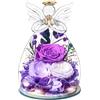 Touloube Festa della Mamma Rosa Stabilizzata Vera Regalo, Regalo Rosa Eterna Viola con Angelo e Luci LED, Regalo Compleanno Anniversario San Valentino per Fidanzata, Moglie, Mamma, Donna, Madre, Nonna