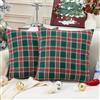 Kiatuniya Copricuscini Natalizi 40x40 cm Rosso e Verde Tartan Scozzese Federe per Cuscini Plaid Check Morbidi Cuscini Natalizi per Divano Decorazioni Natalizie la Casa, Set di 2