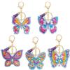 MWOOT 5 Pezzi Farfalla Pittura Diamante Portachiavi, 5D DIY Diamond Art Painting Portachiavi con Nappa, Strass Mosaico Ciondoli, Ciondolo Portachiavi Pittura Diamante Trapano Completo per Borse Zaino