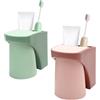 KQDRAVINE Bicchiere Porta Spazzolino 2 Pezzi Senza Fori Portaspazzolini da Denti con Tazza Magnetica, Portaspazzolini da Denti per Bambini porta Spazzolino da Parete per Famiglie, Coppie