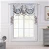 TOPLUXE Mantovana a Cascata per Finestre, Mantovana Floreale con Nappe, Tenda Corta Jacquard per Camera da Letto Soggiorno Cucina 1 Pezzo (Larghezza 150cm, Grigio Blu)