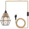 PORFOYO Lampada da soffitto con spina, lampada da parete retrò attributo vintage corda di canapa lampada a sospensione lampada a sospensione lampada a sospensione lampada E27, cavo lampada a