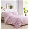 HOMEMAKER BEDDING Set di biancheria da letto a quadretti vichy con copripiumino e federe (rosa, singolo)