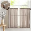 Vangao Tende Cucina Corta per Interni Moderne Misto Lino 65 x 90 cm 2 pannelli Marrone Country Rustica Bistrot Stile Rustico Soggiorno Tende Finestre con passanti Piccole Camera da letto sottolavello