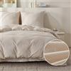Simple&Opulence Biancheria da letto 135x200 Cotone a righe, 100% Cotone lavato Set copripiumino, Morbido, Ipoallergenico, Contiene 1 copripiumino 135x200 + 1 federa 80x80, Bianco lino