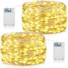 Forepin Lucine Led Decorative a Batteria con Timer, 2 Pezzi 10M 100LED Stringa Luci Led a Batteria, Catene Luminose Lucine Fata Luci per Letto Camera, Feste, Matrimoni, Decorazione Natalizia
