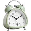 fesoklaf Sveglia, sveglia in metallo a doppia campana, silenziosa, senza ticchettio, sveglia retrò vintage, da scrivania, comodino con funzione luce notturna, per chi dorme pesante (verde)