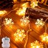 sukaudiz Luci Natale Esterno Batteria, 6M*40 Fiocco di Neve Luci Natalizie, IP65 Impermeabile Luci Albero di Natale, Luci di Natale da Esterno, Luci Esterne Natalizie per Interno, Balcone, Giardino