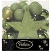 Felisia Christmas Box 31 Pezzi - Sfere di Natale in Plastica Assortite (Lucide, Glitterate e Opache) con Puntale a Stella - Misure Miste - Vari Colori (Verde Albero)