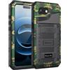 Beeasy Cover per iPhone 17E / 16E IP68 Impermeabile Custodia Militare Antiurto Resistente 360° Metallo Armor Protezione Schermo Integrata Rugged Robusta Indistruttibile Subacquea Antipolvere Mimetico