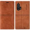 OKZone Cover per Motorola Moto Edge Plus, Custodia Flip Pelle Portafoglio Magnetica Libro con Slot Schede, Slim Silicone TPU Bumper Wallet Supporto Case Cover per Motorola Moto Edge Plus (Marrone)