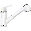SCHOCK | Miscelatore Omega con Doccia Monocomando con Bocca Girevole, Doccetta Estraibile a Doppio Getto, Colore Bianco Assoluto, h177,5