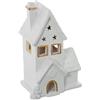 DRW Statuetta portacandele di una casa in ceramica in bianco e oro 20x15x32 cm