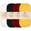 BambooMN JubileeYarn - Filato in cotone di bambù Baby Soft, 4 matasse, 50 g/matassa, tonalità in contrasto.