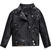 Generic Cappotto Da Motociclista Giacca In Pelle PU Per Bambini Bambine Primavera Giacca In Ecopelle Ragazzi Ragazze Moda Cappotto Capispalla Bambini Abbigliamento Casual (Black, 7-8 Years)