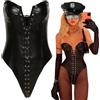 LEILEICAILI Body da donna in ecopelle con spalle scoperte, night club, senza spalline, con lacci, busto(S)