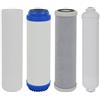 KIT 4 FILTRI INVERSA OSMOSIS - Cartucce Spound SF-1005, Carbon Act. UDF 93/4"" e CTO 93/4", In linea 1/4"-NPT -