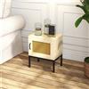 HOMCOM Comodino HOMCOM con porta in rattan e gambe in metallo 43x30x51 cm rovere - Oak
