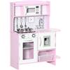 HOMCOM cucina giocattolo in legno per bambini + 3 anni con suoni luminosi 70x29x90 cm - Pink