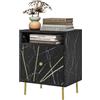 Homcom Comodino moderno effetto marmo 39X30X50 cm Nero -