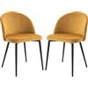 HOMCOM Set di 2 sedie da pranzo con sedile e schienale imbottite con rivestimento in velluto Cargo 120 kg 49x50x77 cm - Yellow